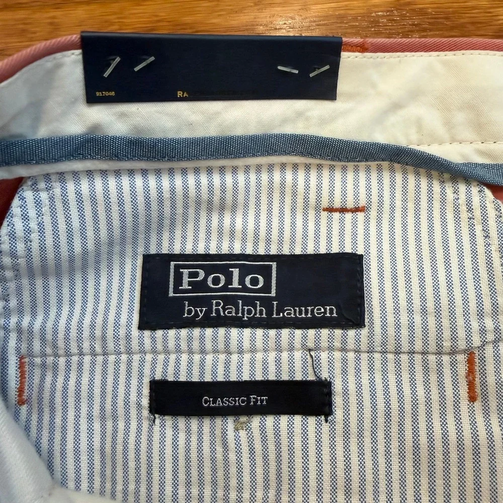 New Polo Ralph Lauren Chino Pants Mens 38x32 Coral Pink Classic Fit Cotton Twill